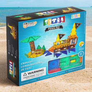 TYTAN® Magnetic Tiles Pirate Ship & Island 60-Piece Building Blocks Set