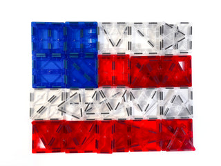 Tytan® 60-Pc Proud Red White and Blue USA Flag Themed Magnetic Tile Set - STEM Certified - Provides Hours of Creative Fun!