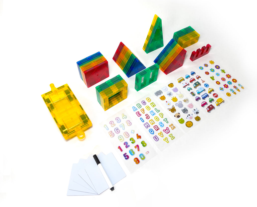 Tytan™ 60 piece Magnetic Tiles & Building Blocks With Bonus Decorative Tiles Marker and Sticker Pack